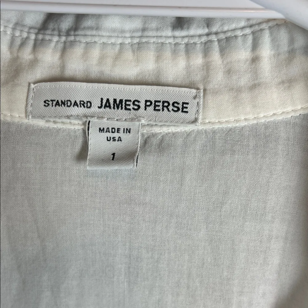 James Perse White Button-Down Shirt with Gray Collar A0196 - Image 2