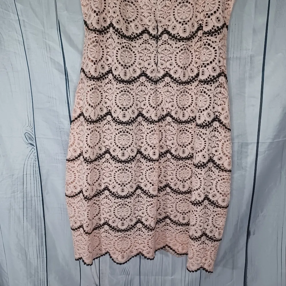 Vtg Guess Cocktail Dress Mini Light Pink Lace Overlay Guess LosAngeles 90s Y2K - Image 10