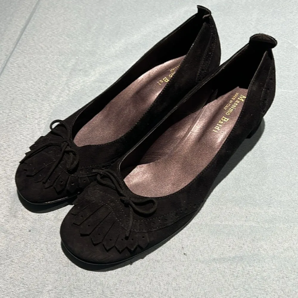 Massimo Baldi Suede Block Heels Black Size 10B. B56 - Image 4