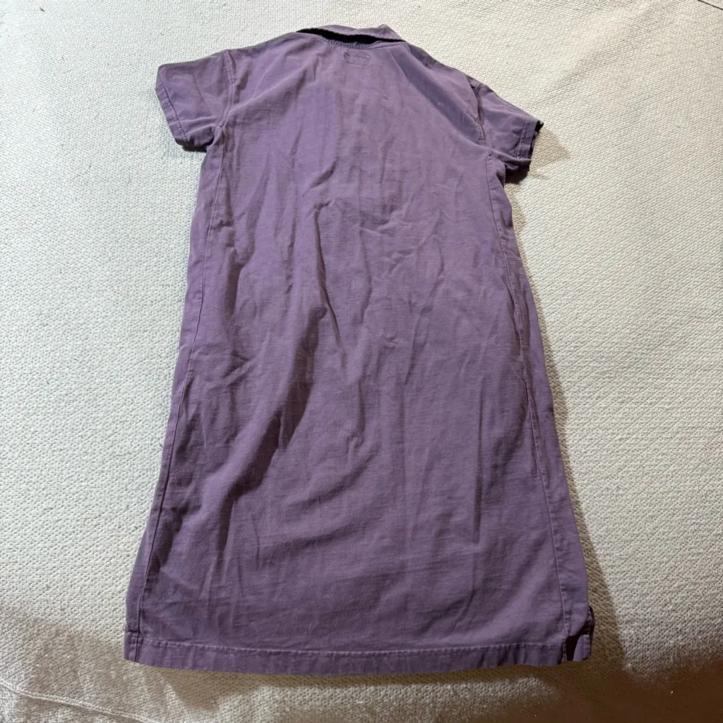 Pact women’s purple short sleeve polo dress 100% organic cotton pockets small - Image 5
