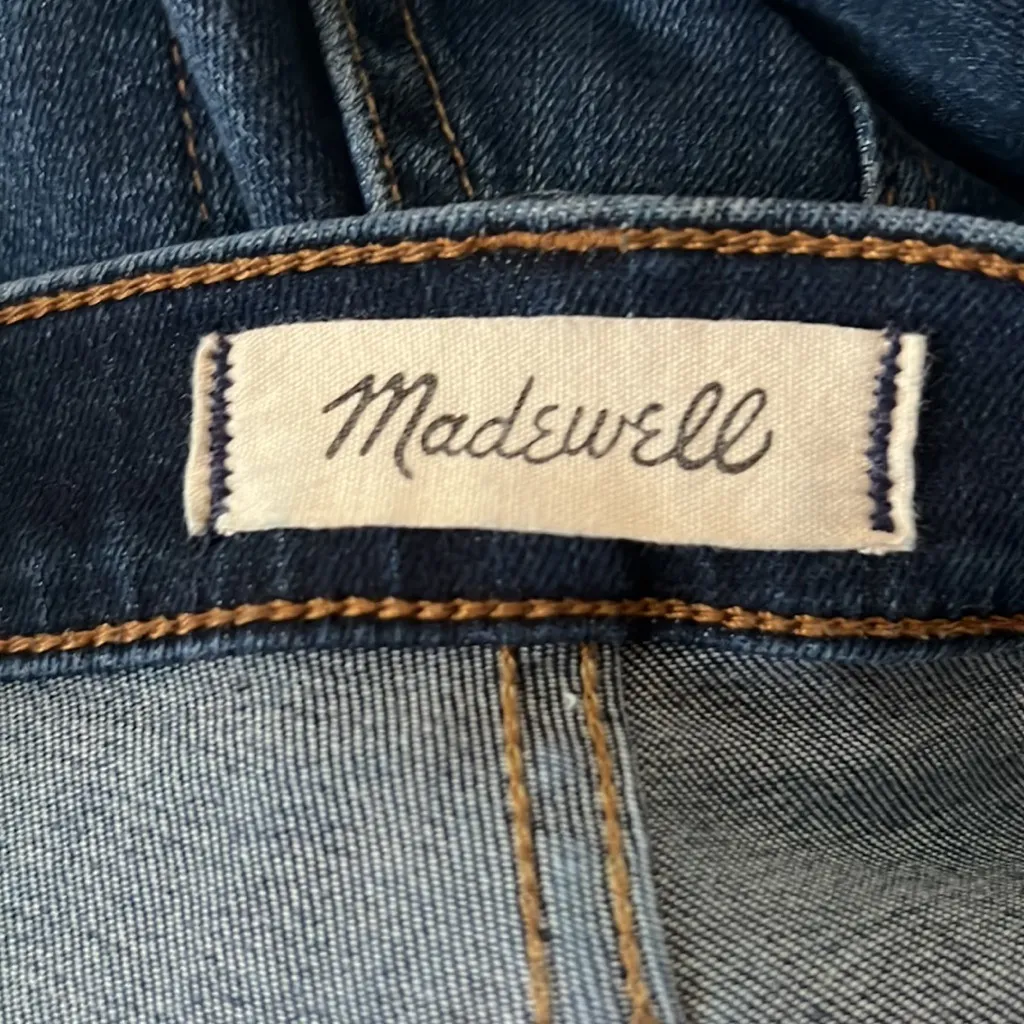 Madewell 10” High Rise Skinny Jeans Blue Dark Wash Fading Whiskering Skinny Leg‎ - Image 5
