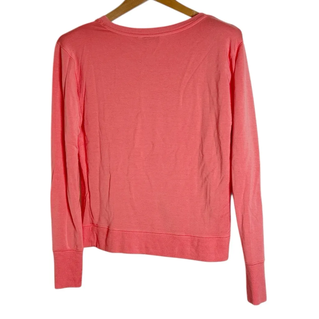 Athleta Sunrise Coral V-neck Sweatshirt with thumbholes size S - Image 2