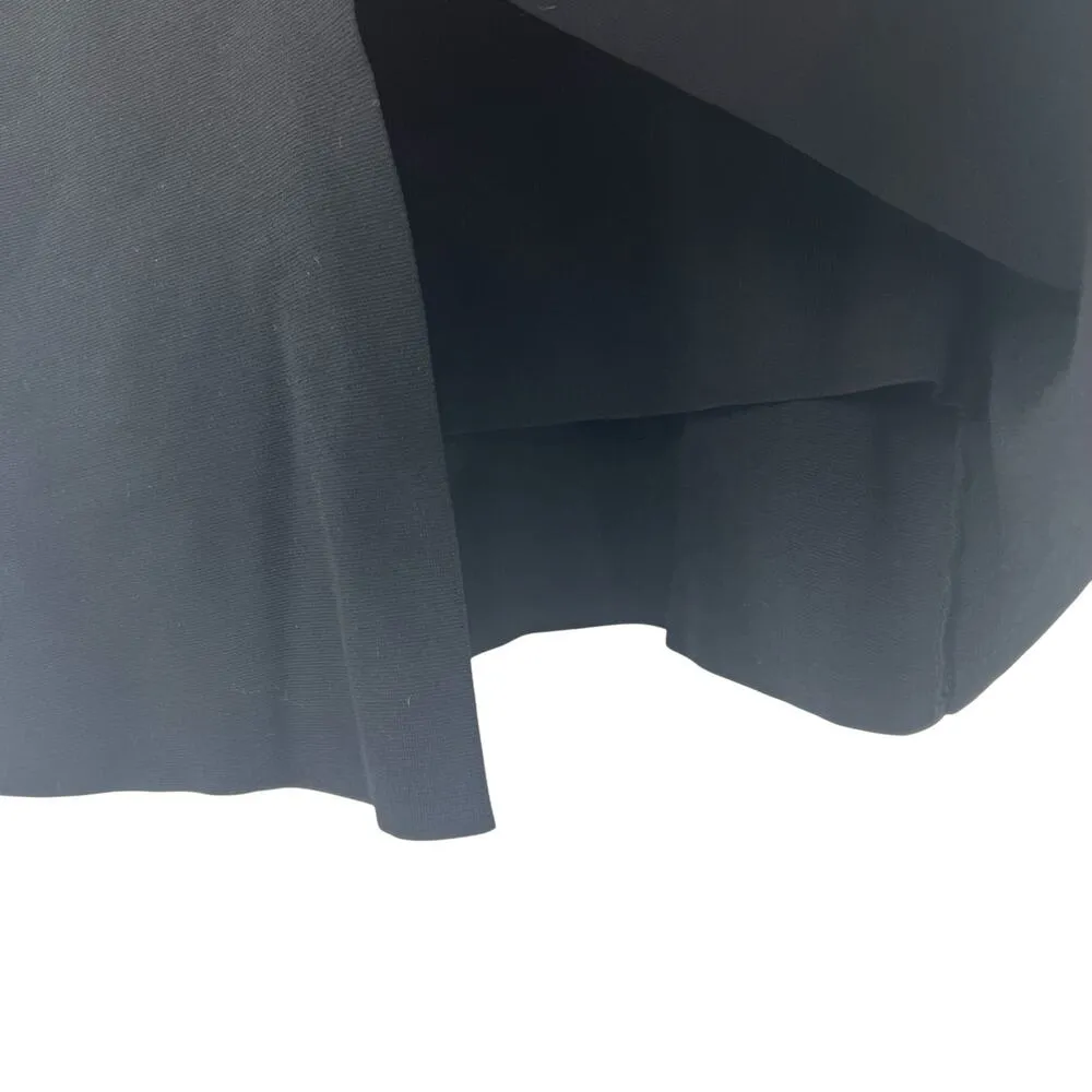 Sandro Anna Scalloped A-Line‎ Skirt Black Sweater Knit Front Slit Size 0 / US 2 - Image 8