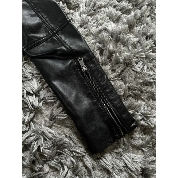Baccini Faux Leather Jacket Women Medium Petite Motorcycle - Image 16