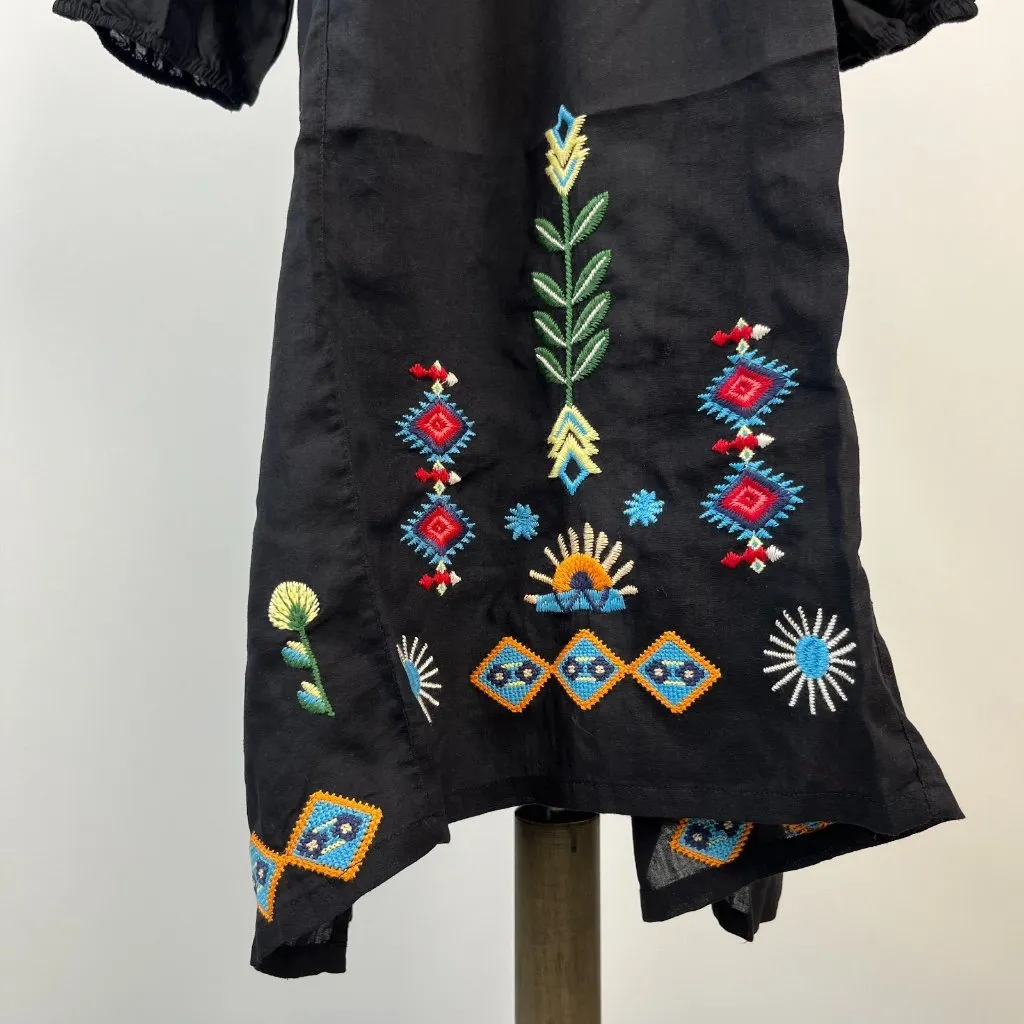 $398 NWOT JOHNNY WAS Embroidery Linen Blend Long Sleeves Midi Dress Size S - Image 4