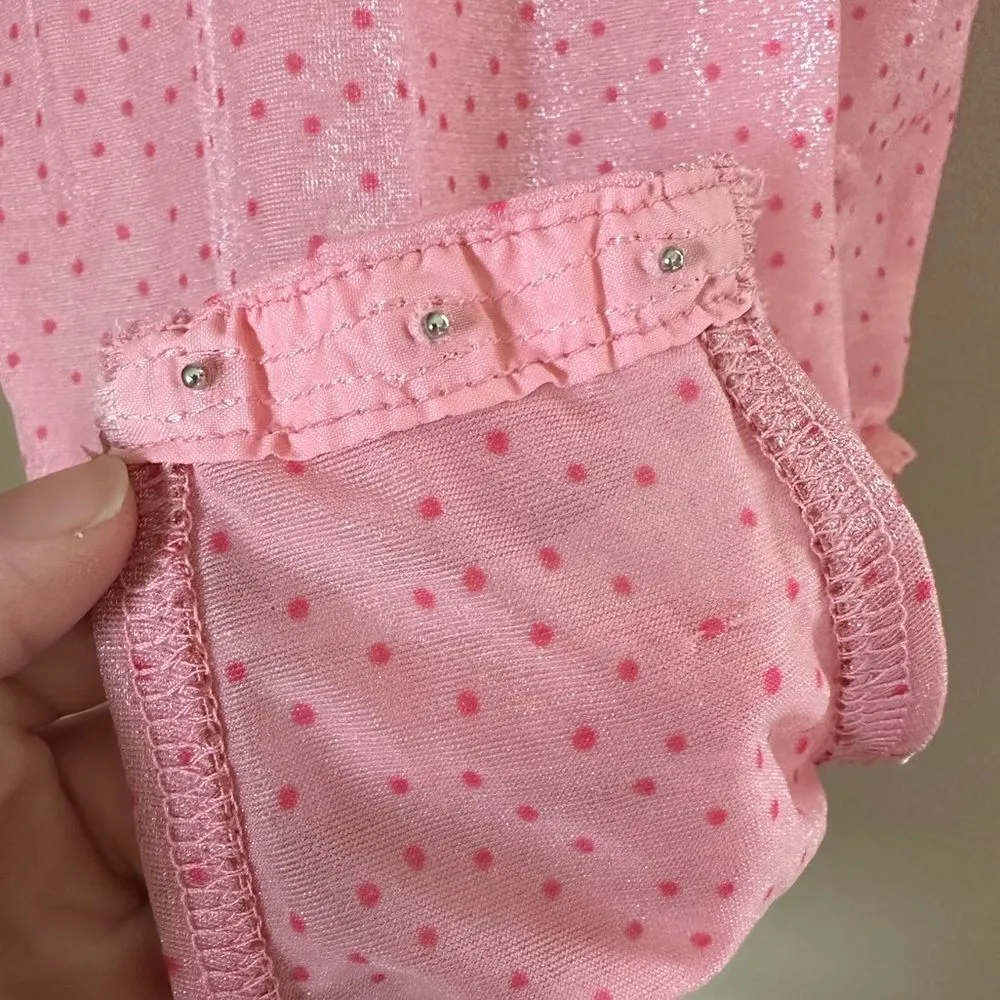 Vintage ILGWU 1970s Cathy Hardwick Barbie pink sheer nylon polka dot body suit - Image 7