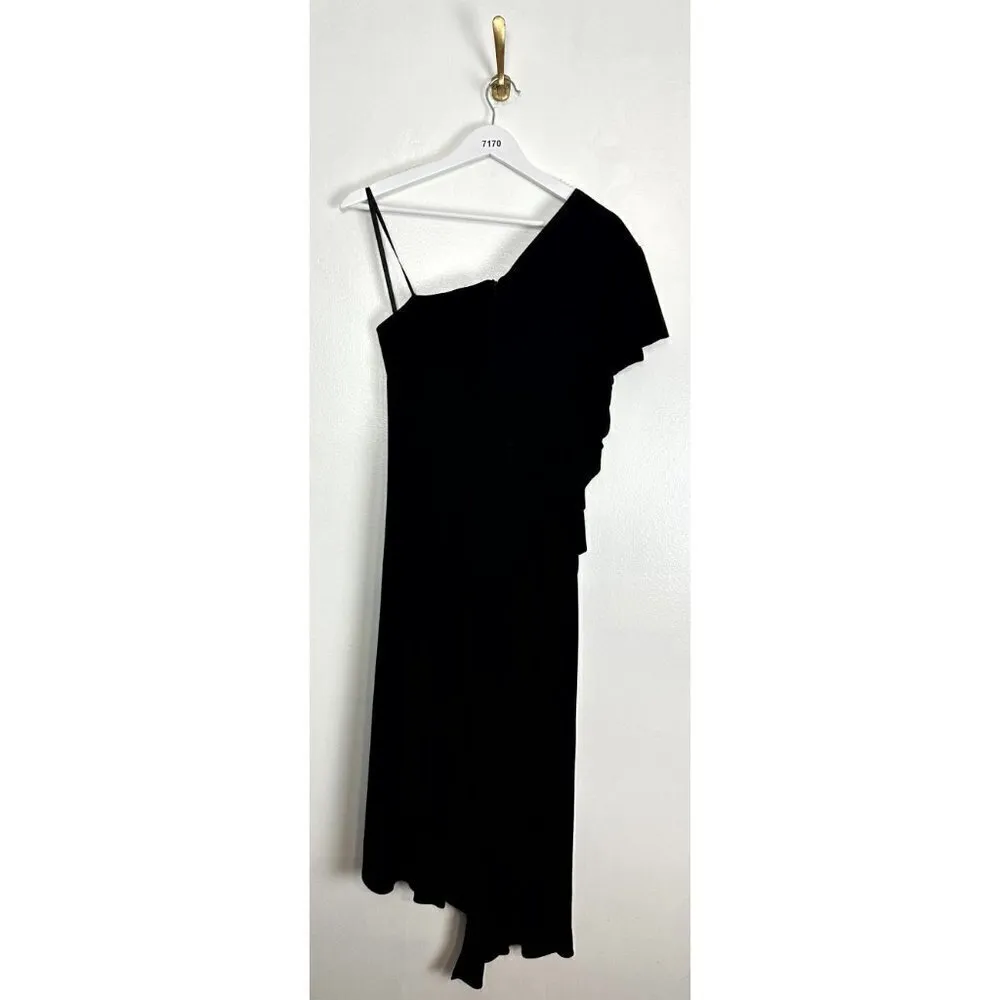 MAC DUGGAL One-Shoulder Jersey Midi Dress in Black Size US 10 - Image 6