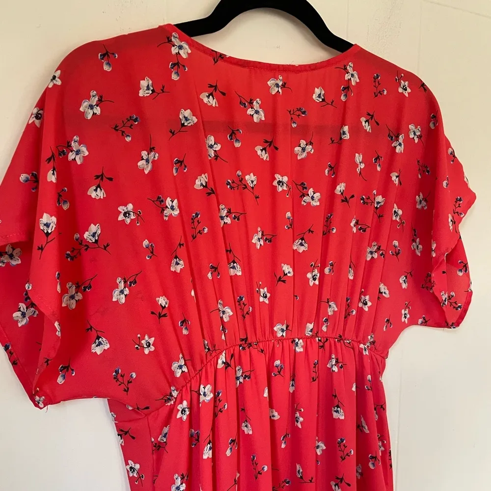 Peach Love California orange floral mini dress lined Women’s Size Small - Image 6