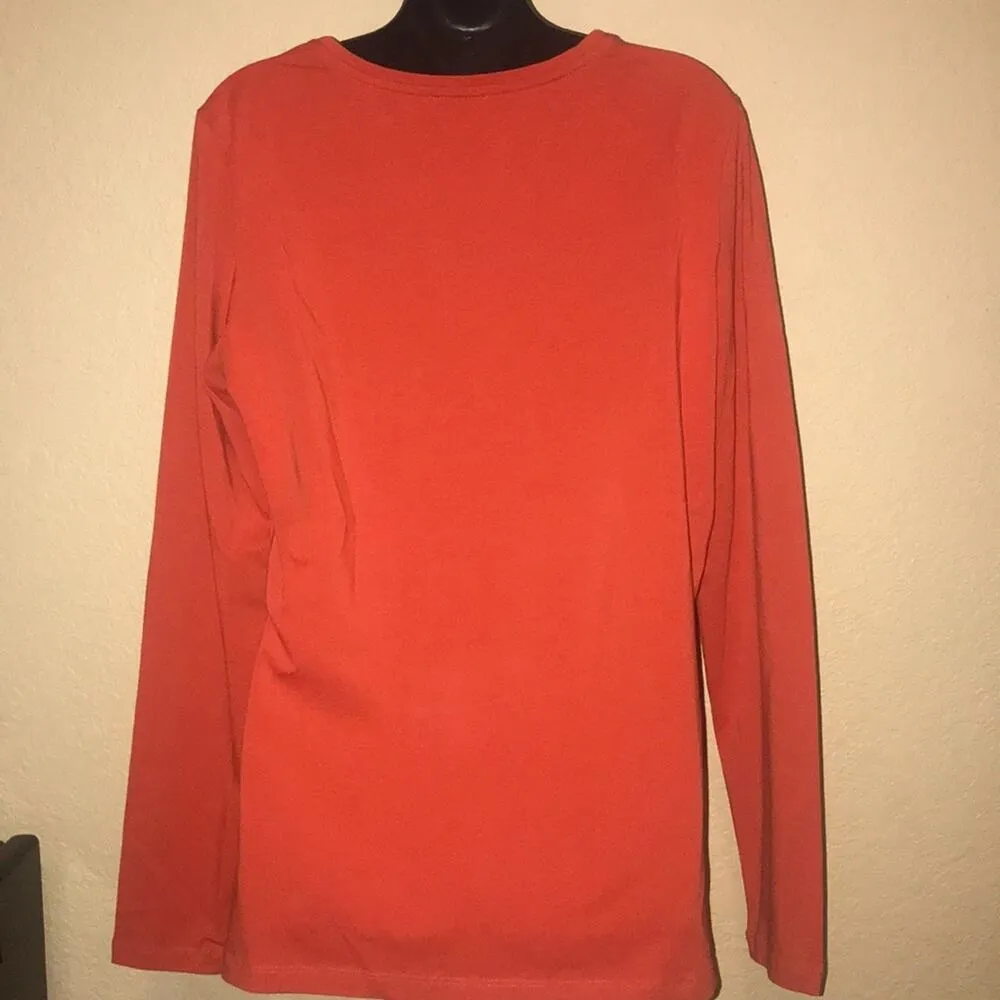 Long Tall Sally Basics Long Sleeve Crew Orange Size Small - Image 2
