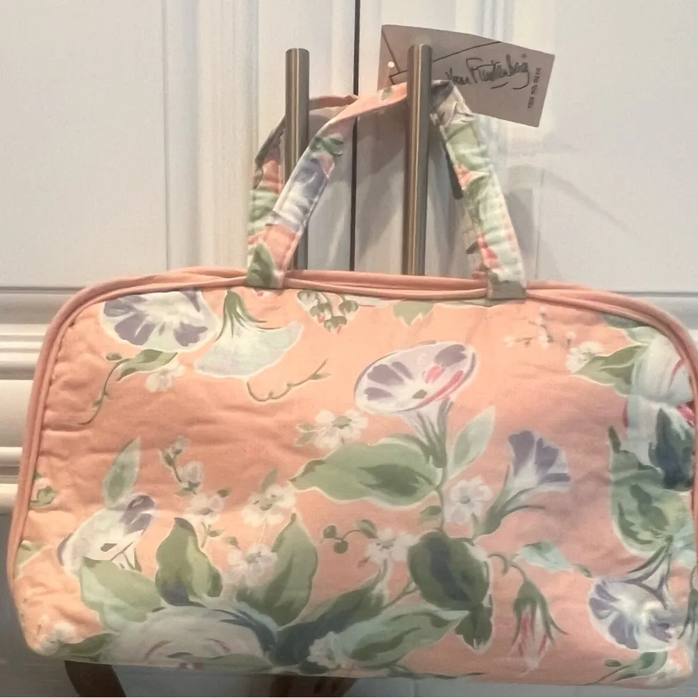 New Diane Von Furstenberg Vintage Makeup Bag Peach Floral - Image 10