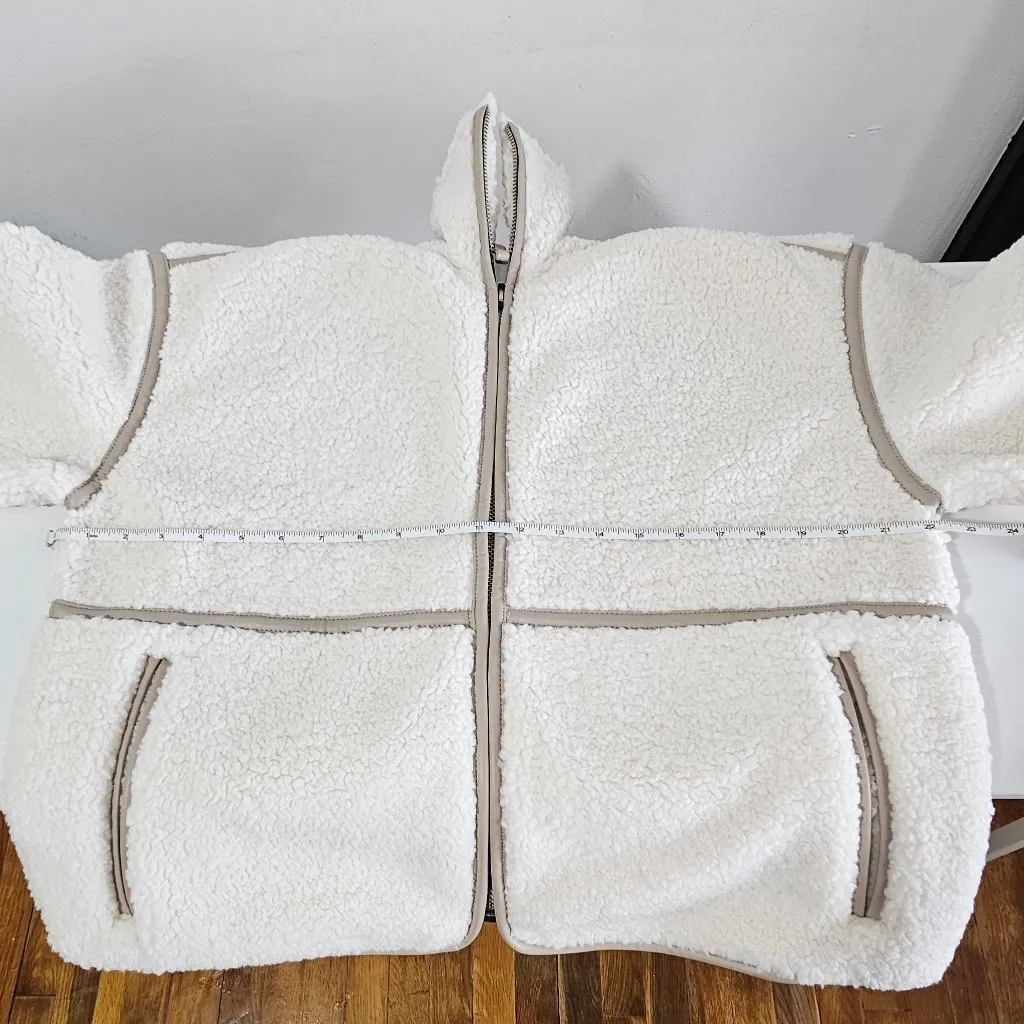 Abercrombie & Fitch Sherpa Fleece Mockneck Full Zip Jacket - Ivory - Size S -NWT - Image 6