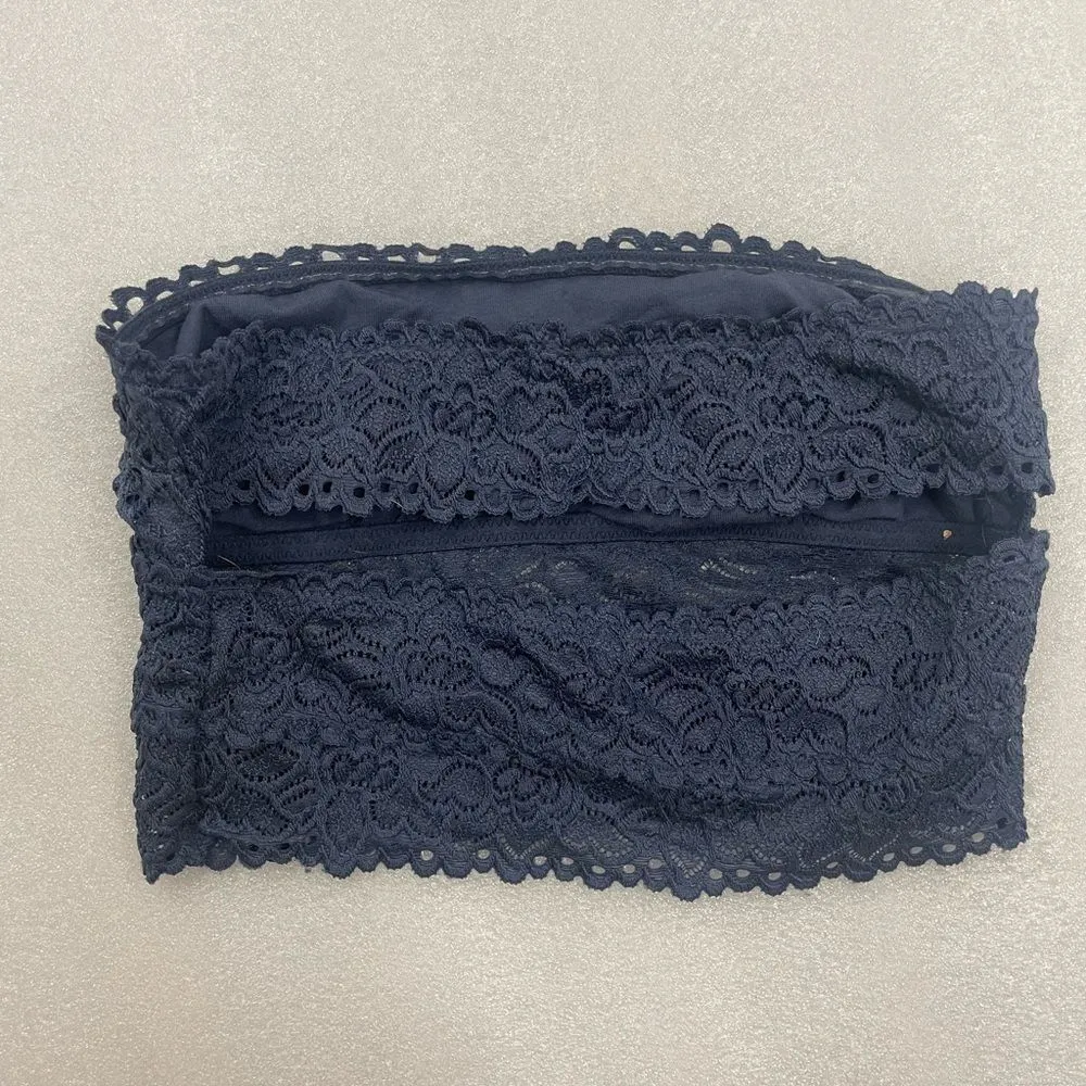 Bundle of Aerie Blue Lace Bralettes Bandeau and High Necklace - Image 2