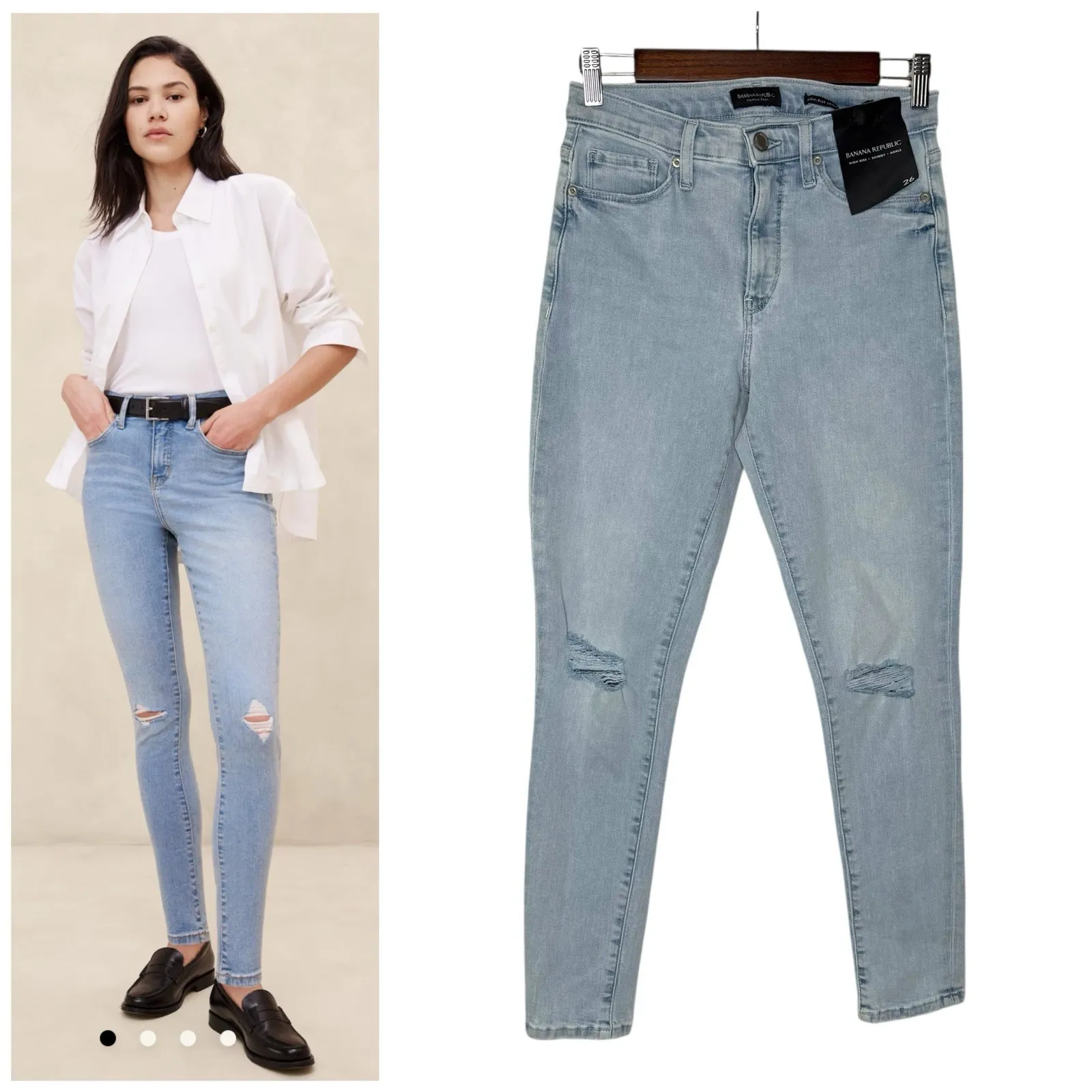 NWT Banana Republic Jeans | 26 | Ripped Distressed‎ Denim High Rise Skinny Light - Image 2