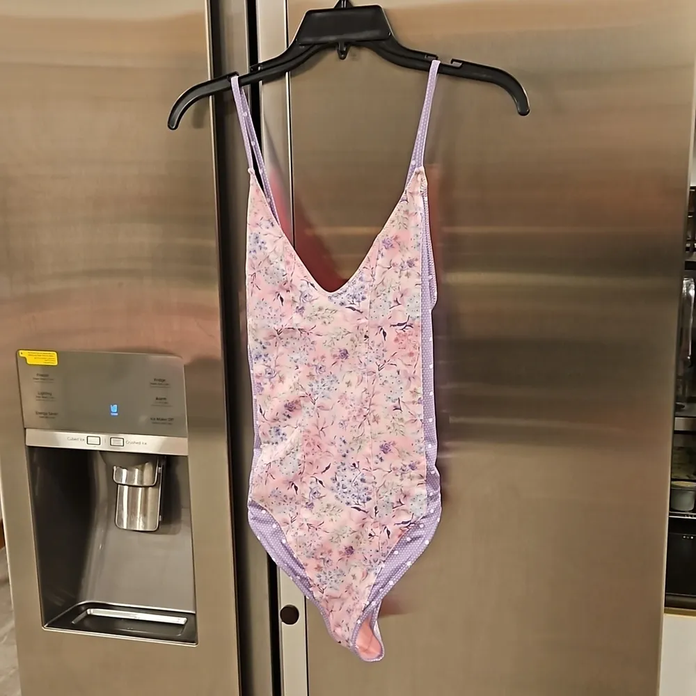 💕LOVESHACKFANCY💕 Shailee One-Piece Swimsuit ~ Purple Pansy Print Large L NWOT - Image 8