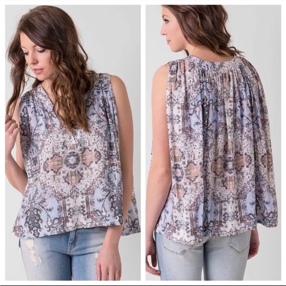 Free People Darcy Chiffon Vneck Boho Tank Top - Image 8