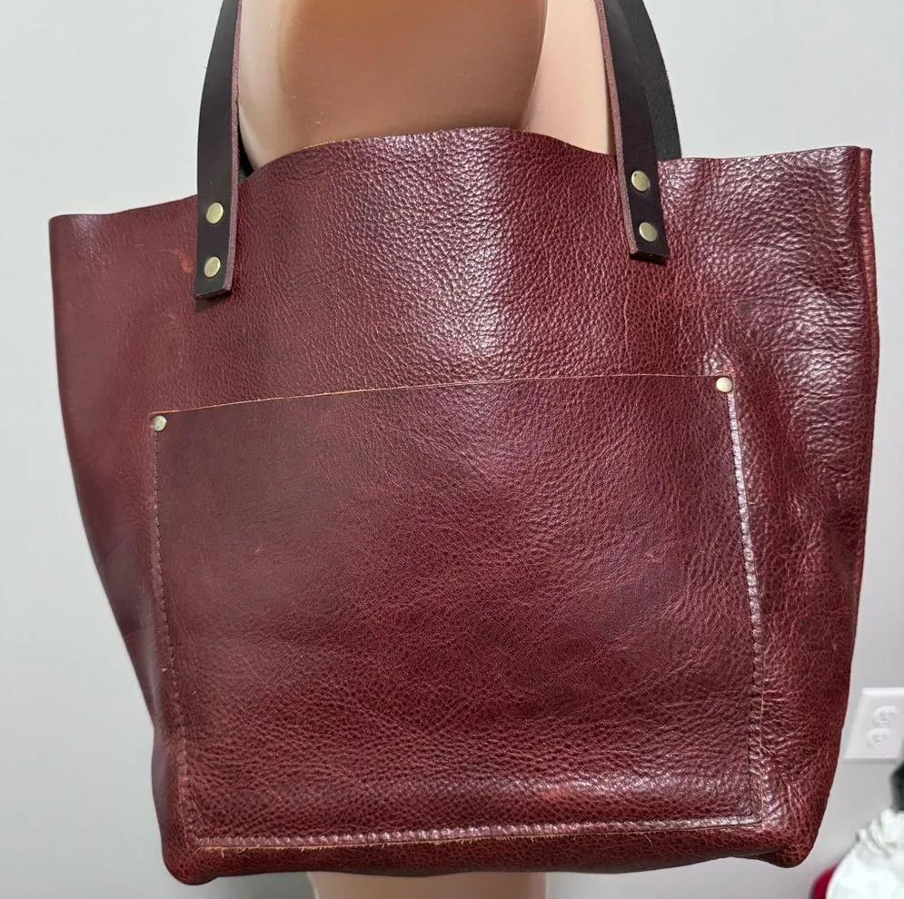 Portland Leather Goods Brown Hand Made Tote Bag Purse - Image 11