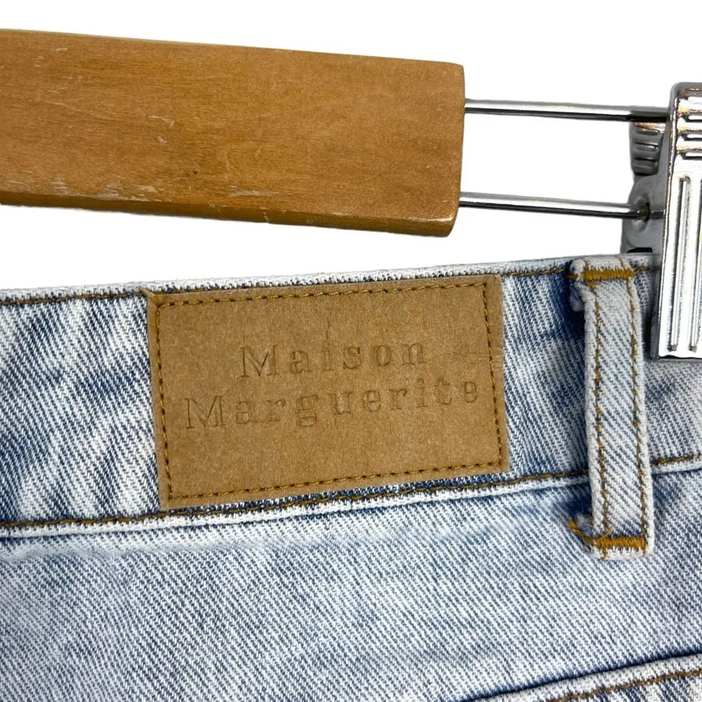 Maison Marguerite Light Wash High Rise Waist Rigid Denim Wide Leg Jeans Size M - Image 14