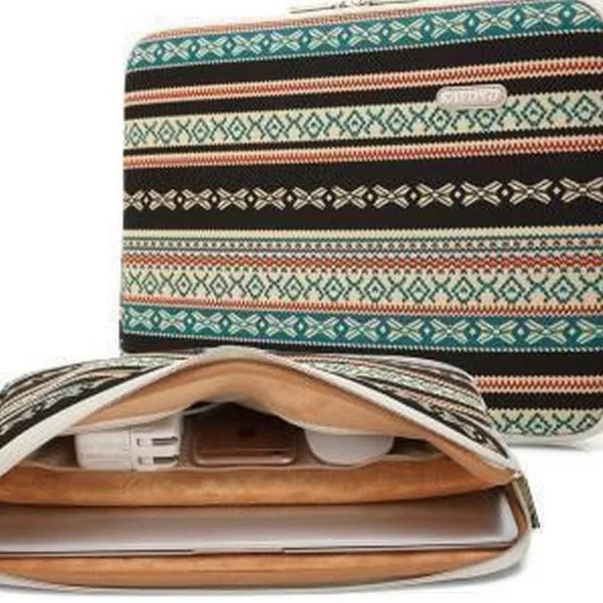 Kayond Canvas Laptop Water Resistant Sleeve with Tribal Pattern Approx 14x2x9.8 Blue - Image 2
