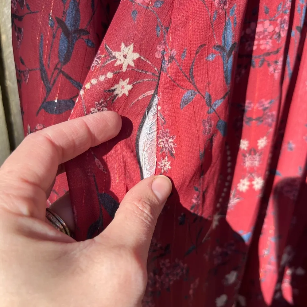 Boho flowy high low cranberry color dress size medium - Image 8