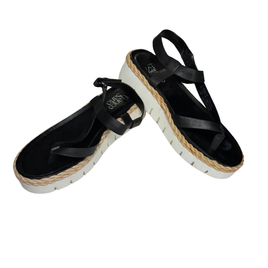 Franco Sarto Jinxy sandals black leather espadrille-style chunky sole 8 summer - Image 6