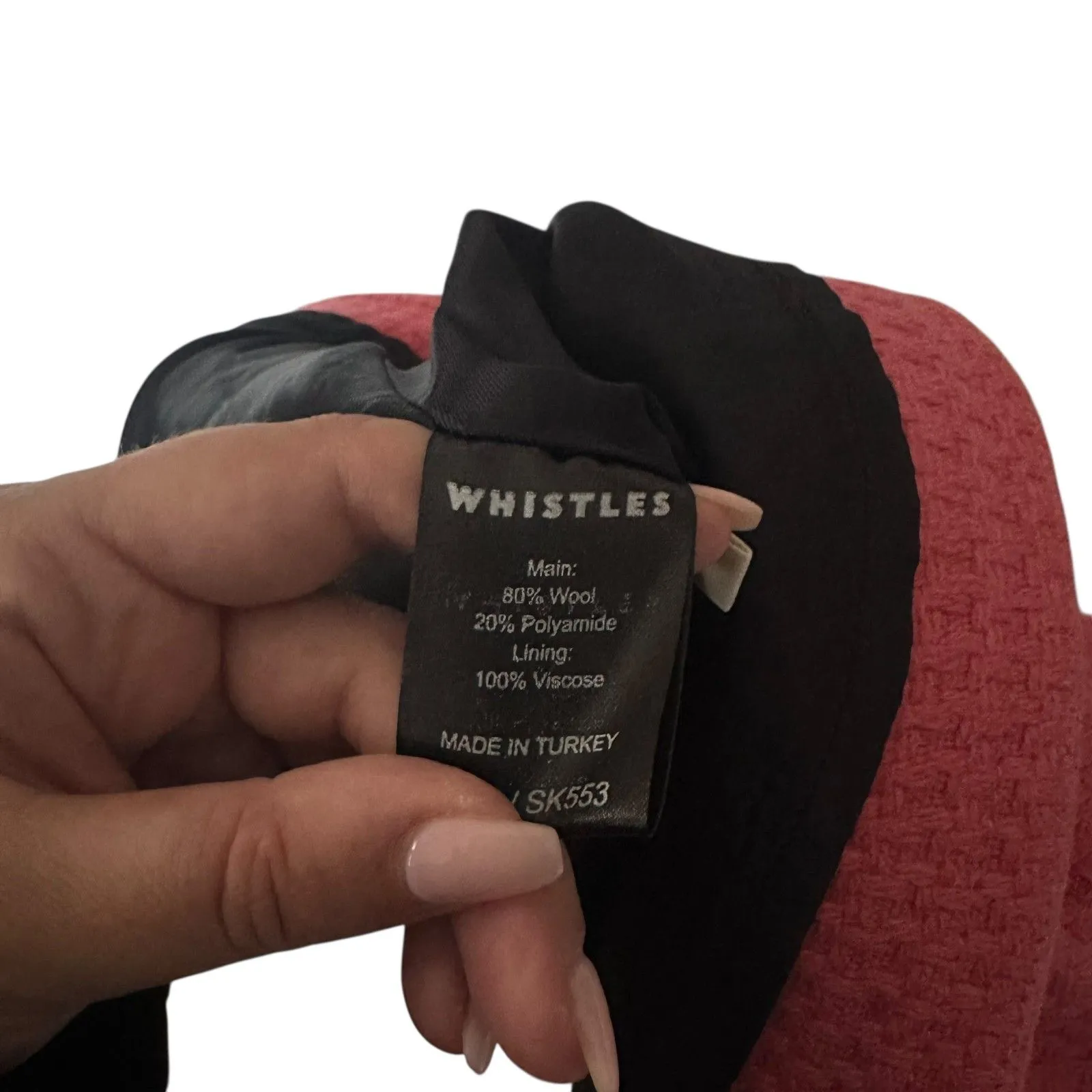 WHISTLES Wool Blend Mini Skirt Pink Sz 8 - Image 5