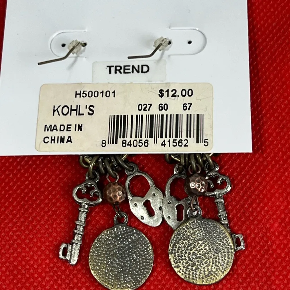 Sonoma New,  Keys, Coins, Padlocks, Dangle Pierced Earrings - Image 4