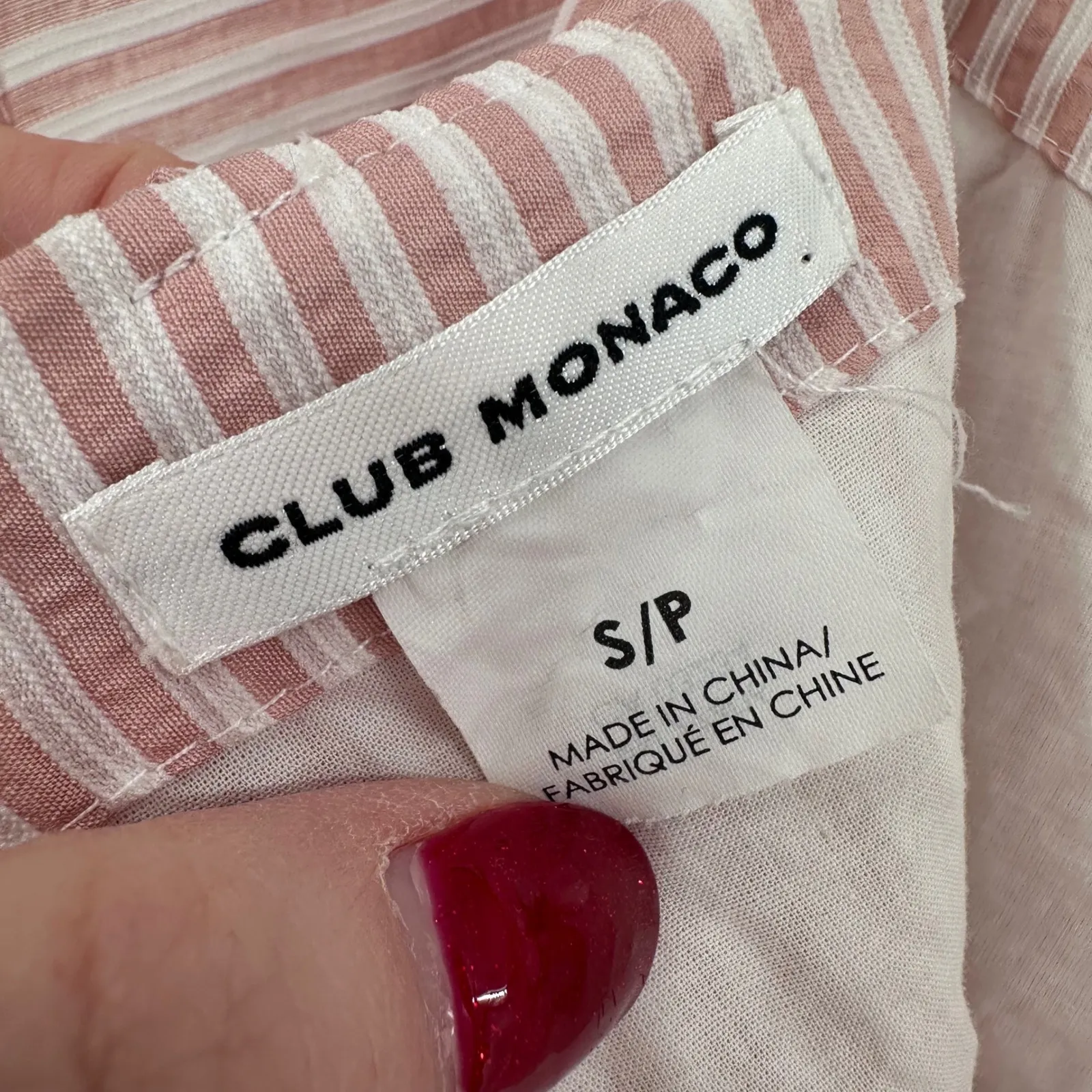 Club Monaco Asmund Stripe Ruffle Tank Top Size S Blush Pink White Square Neck - Image 6