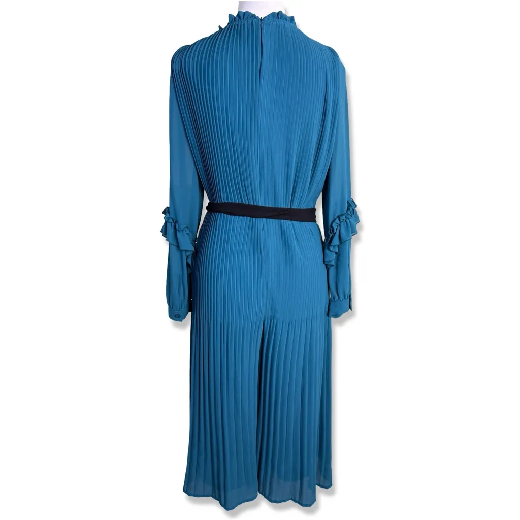 ZARA Pleated Jumpsuit Dress With Belt Cobalt Queen Letizia - Image 4