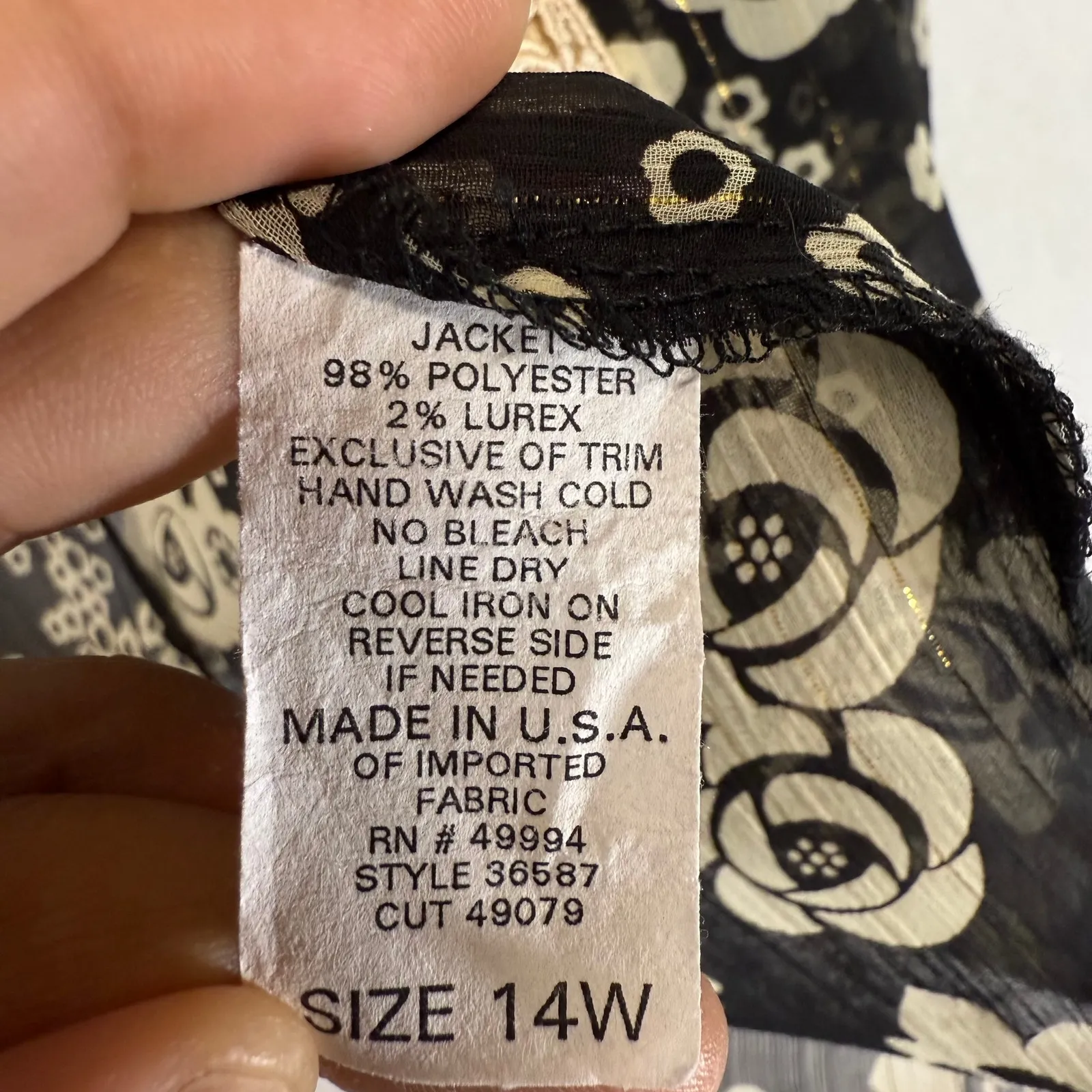 VTG R&M Richards 14 Plus‎ Floral Sheer 3/4 Sleeve Top Open Embroidered Grandma - Image 9