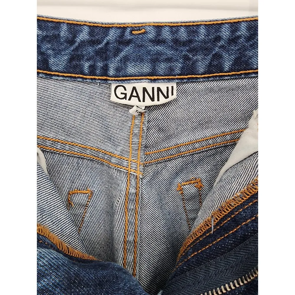 Ganni Dark Indigo Heavy Denim Straight Leg Jeans Women's Size 28 - Image 7