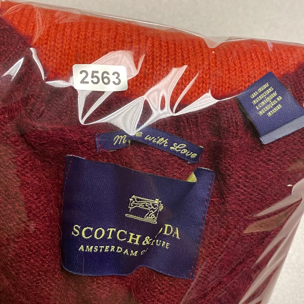 XXL SCOTCH & SODA wool Alpaca Blend Color Block Orange Long Sleeve Knit Sweater - Image 13