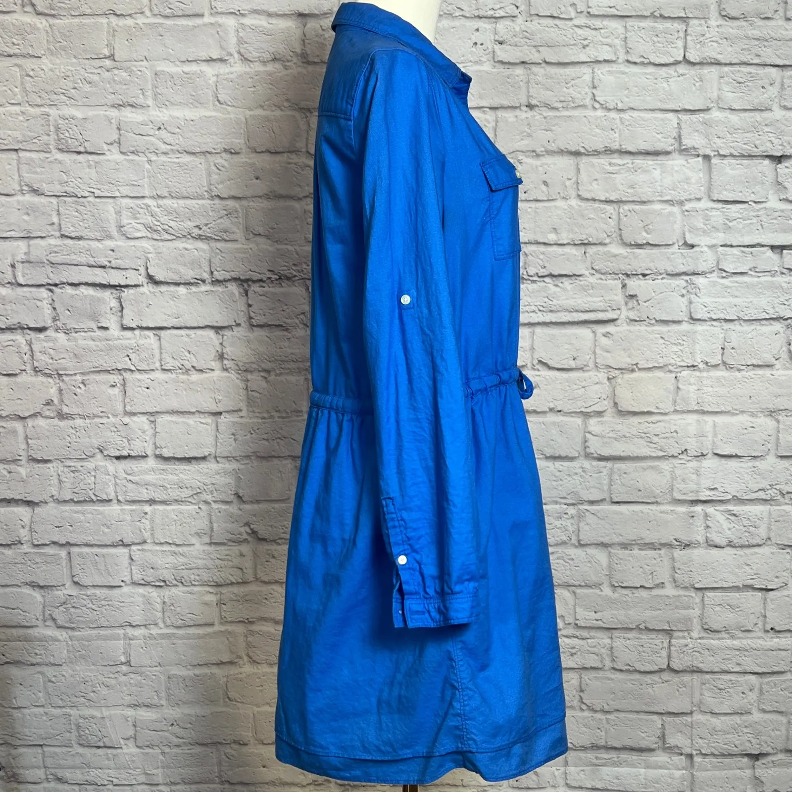 Gap Designed & Crafted Roll Sleeve Mini Shirt Dress Blue Streak Women's Small - Image 2