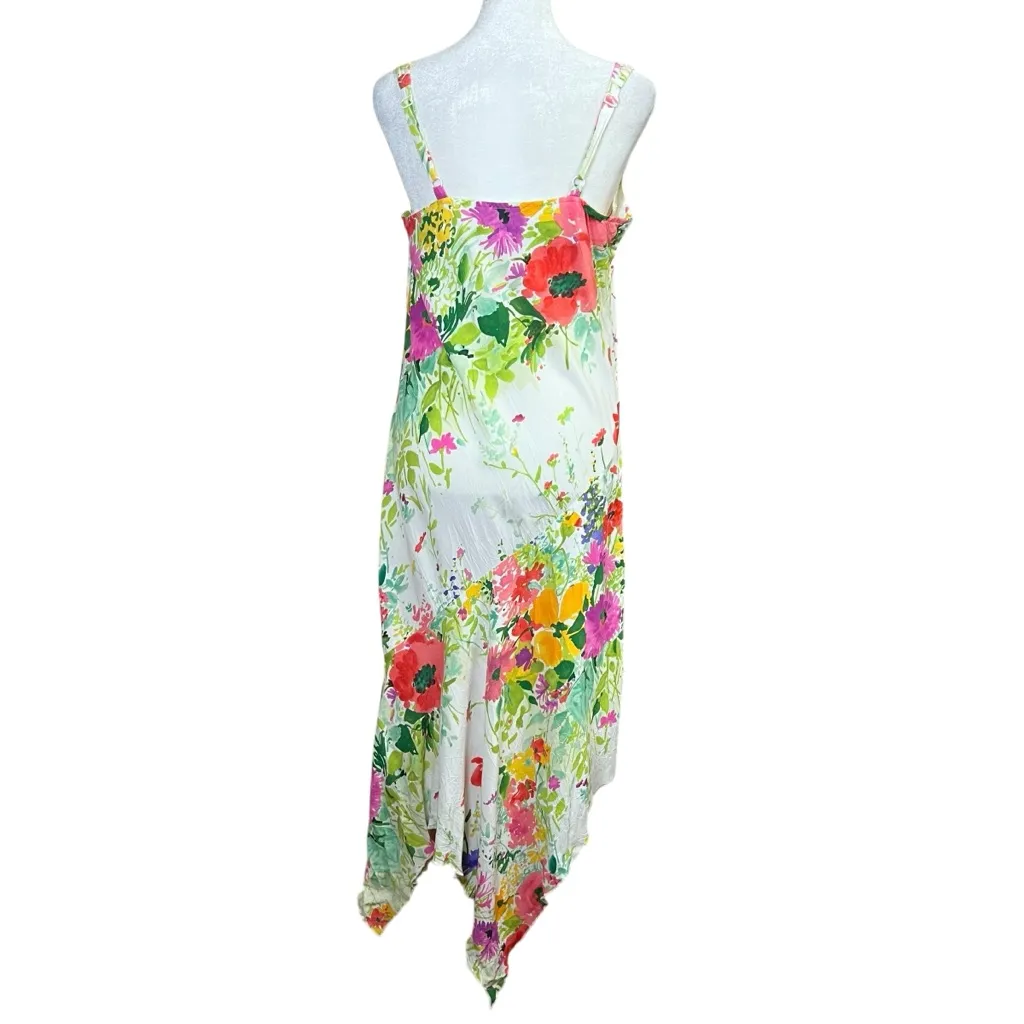 JAMS WORLD Cottage Bouquet Floral Asymmetrical Resort Midi Dress Sz XS Hawaii - Image 6
