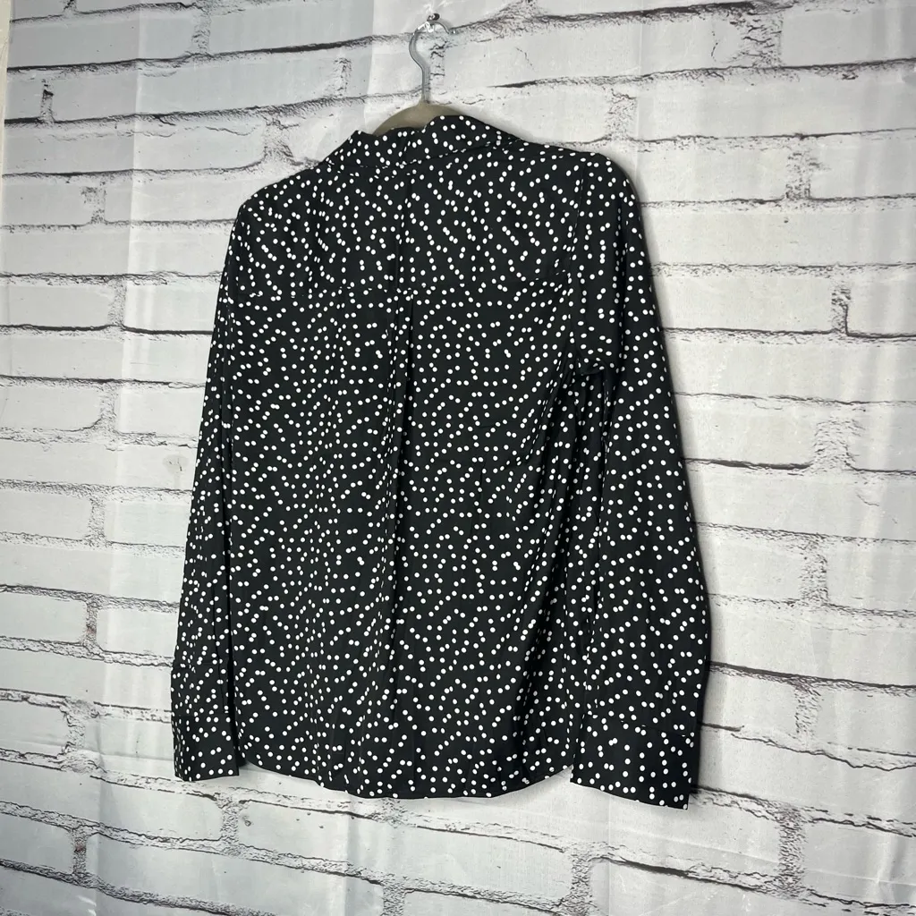 Banana Republic Black White Polka Dot Cowl Neck Surplice Blouse SP Work Casual - Image 9