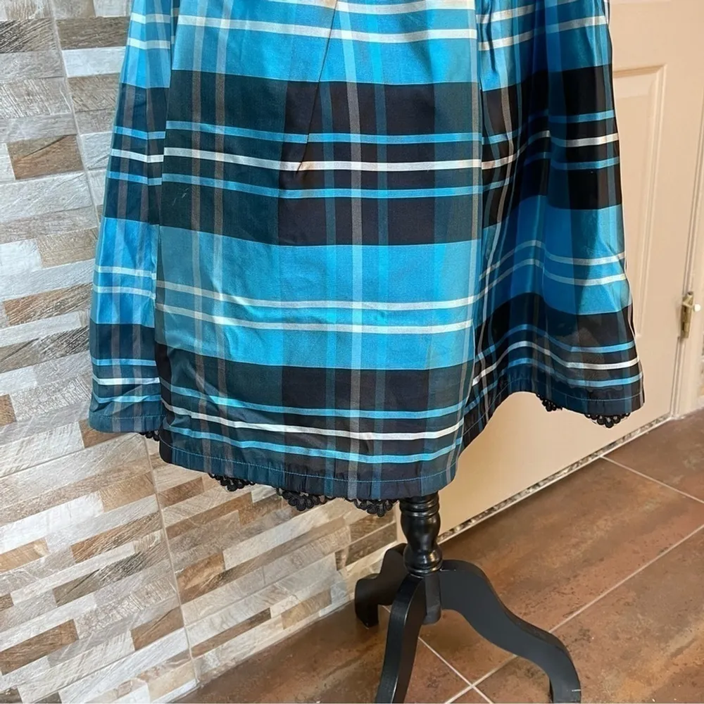 Bill Blass Vintage 90’s Black Blue Cocktail Silk Dress grunge full skirt Sz 12 - Image 9