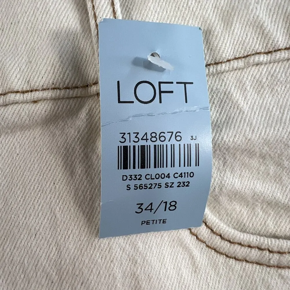LOFT Plus 34 18 Petite Shorts Baggy High Waist Boyfriend Raw Hem Denim Stretch - Image 5