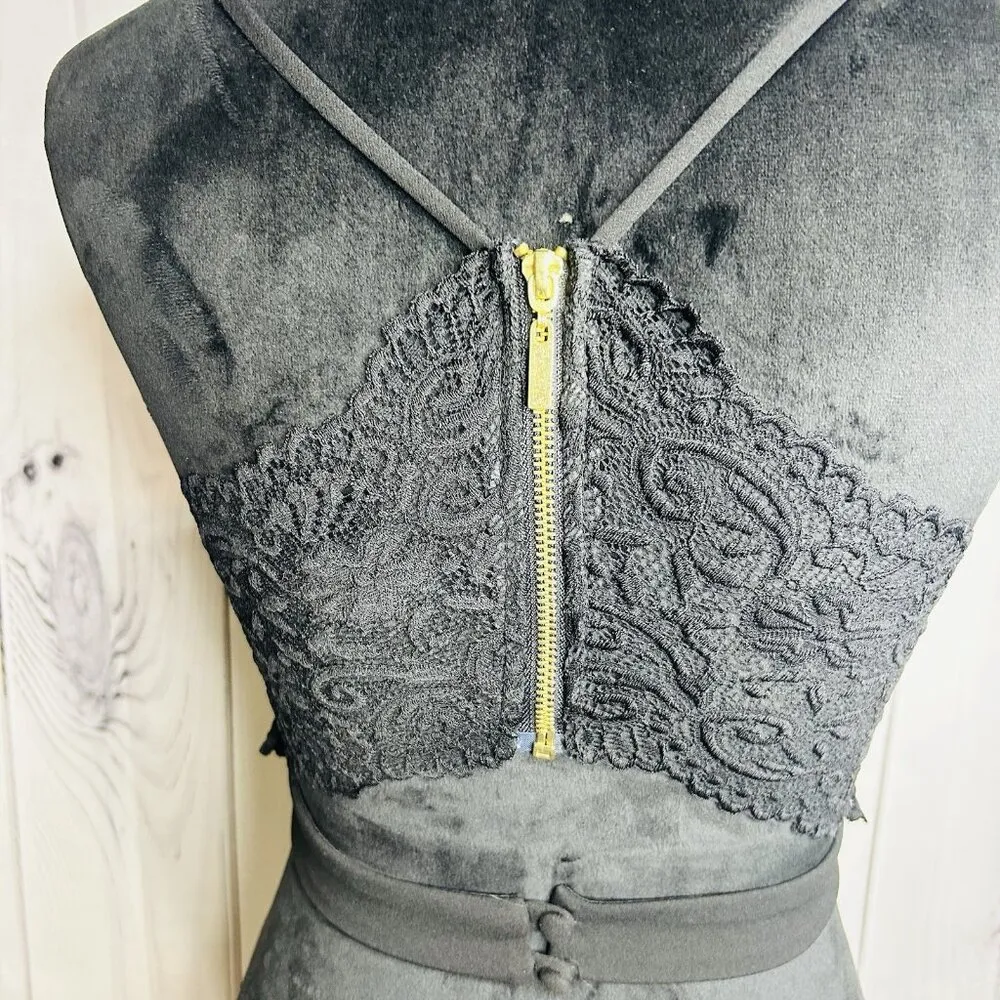 WINDSOR Black 2-Piece Prom Party Evening Gown Sz 3/4 Juniors Lace Back Zip - Image 7