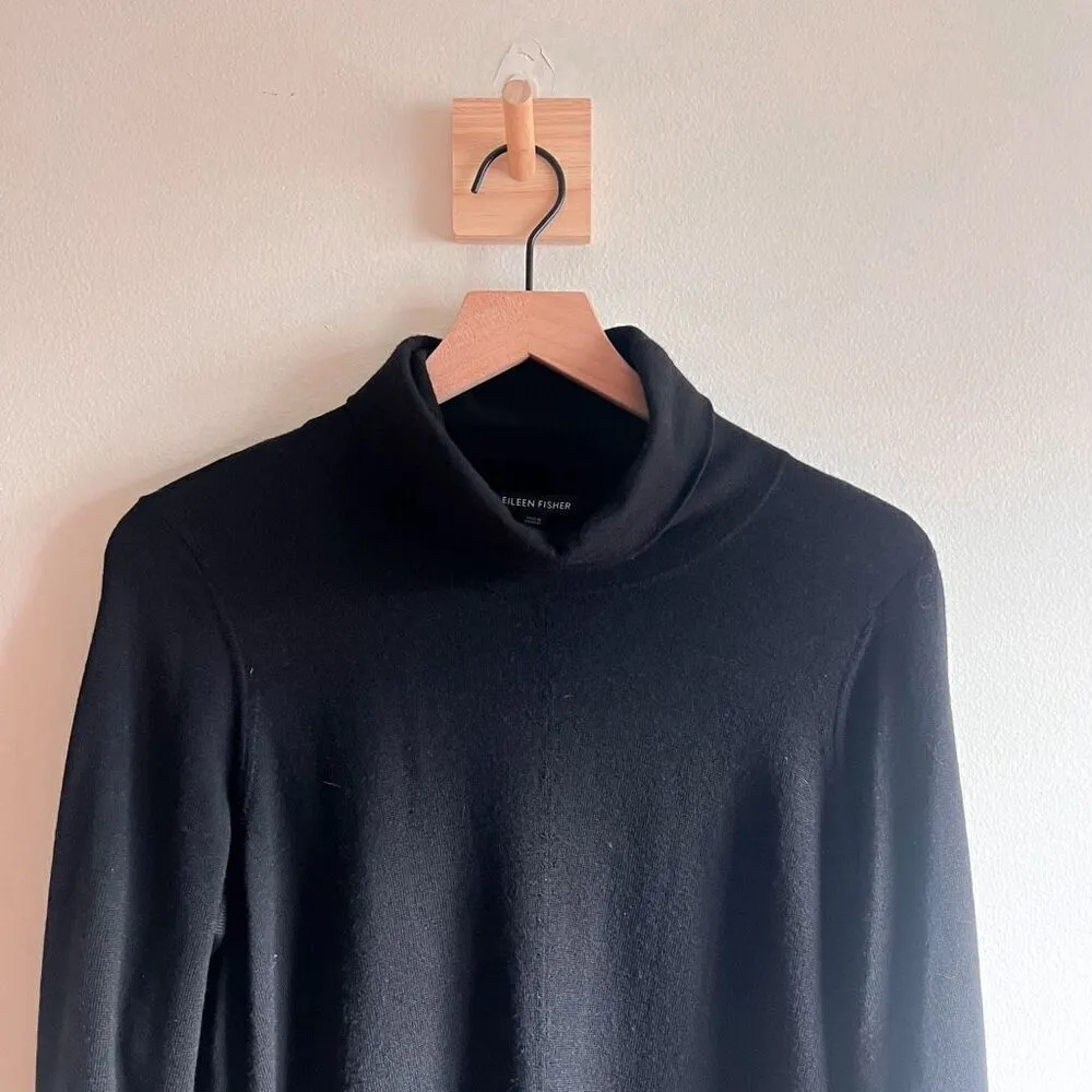 Eileen Fisher Stretch Jersey Knit Scrunch Neck Dress Size S - Image 6