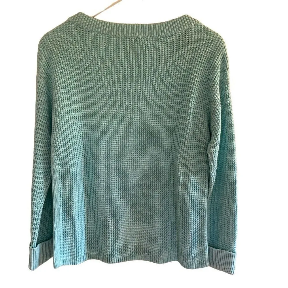 Talbots waffle knit long sleeve cuffed crew neck XS wool blend sweater - Image 4