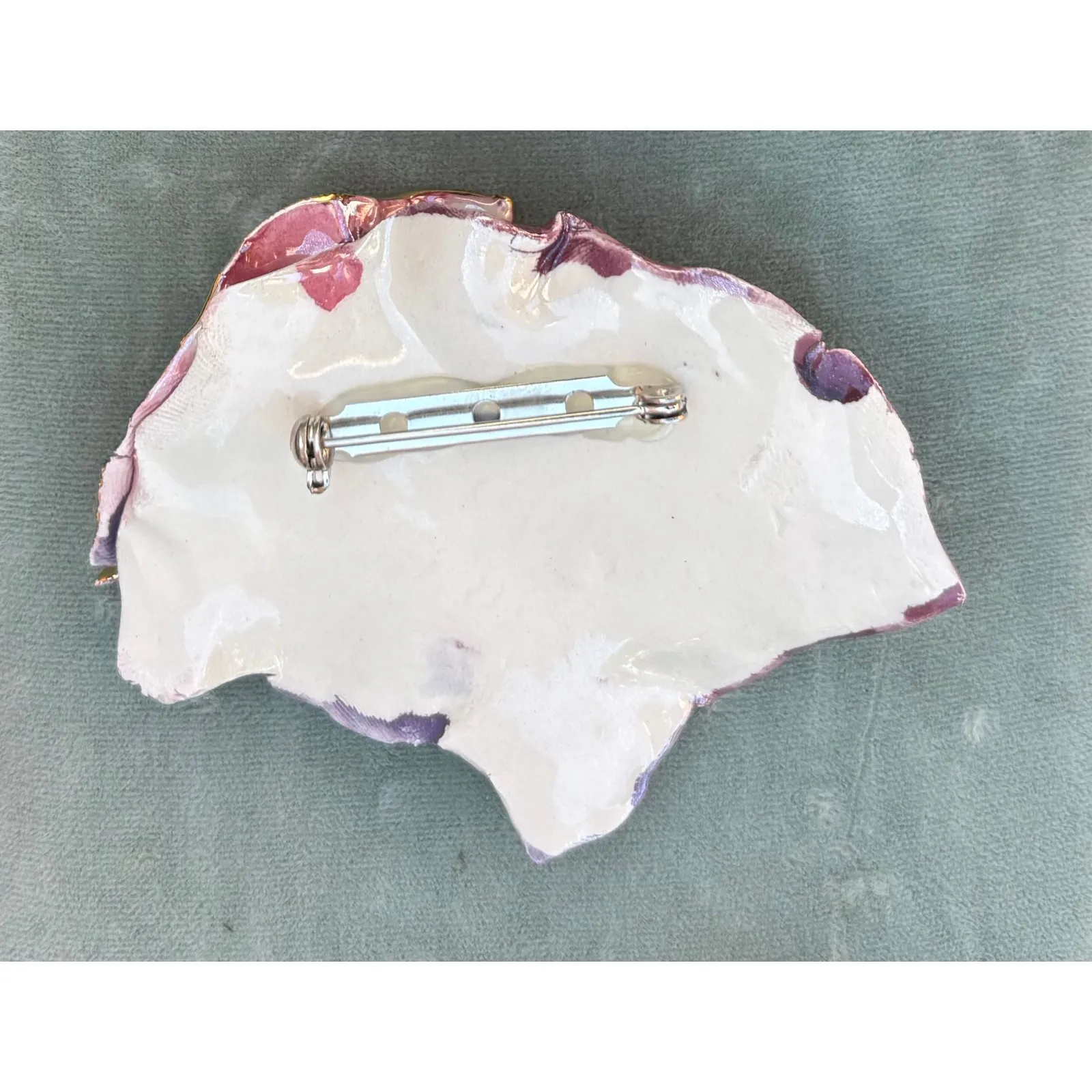 Amy Lacombe Vitage Abstract Ceramic Clay Brooch Jewelry 80' - Image 2