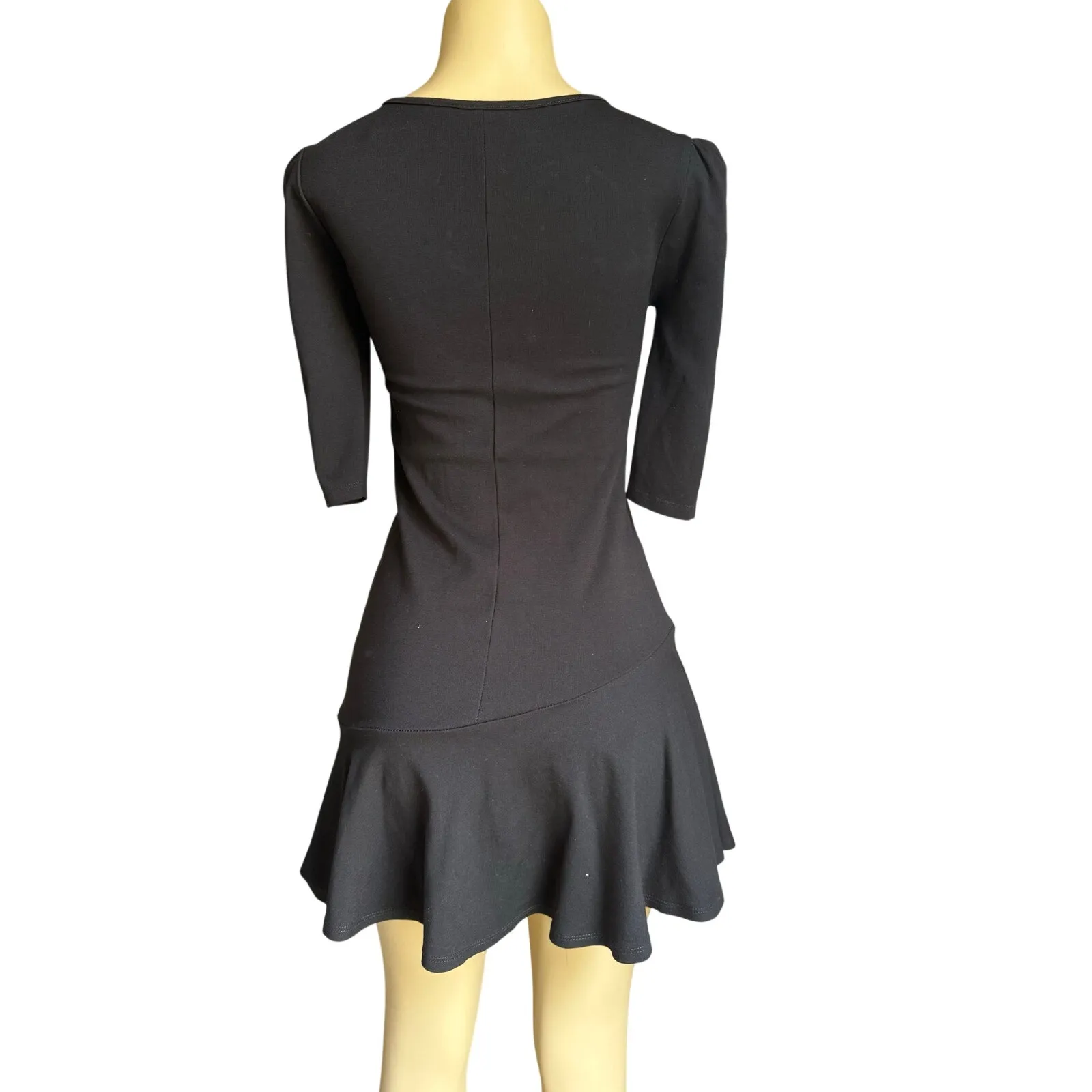Hight Street Women's Black Fit Flare Mini Dress Stretch Elegant Chic Size S - Image 2
