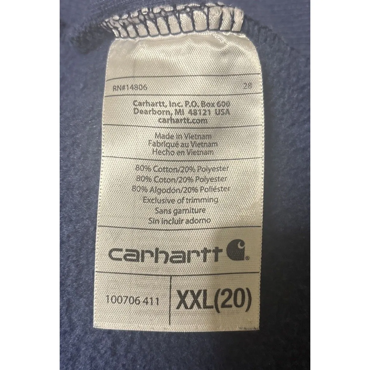 Carhartt Women’s Sweatshirt Full Zip Long Sleeve Embroidered blue Collared XXL - Image 7