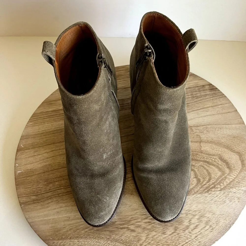 Madewell Billie Sage Worn in Suede Almond Toe Zipper Ankle Boot 8.5 - Image 7
