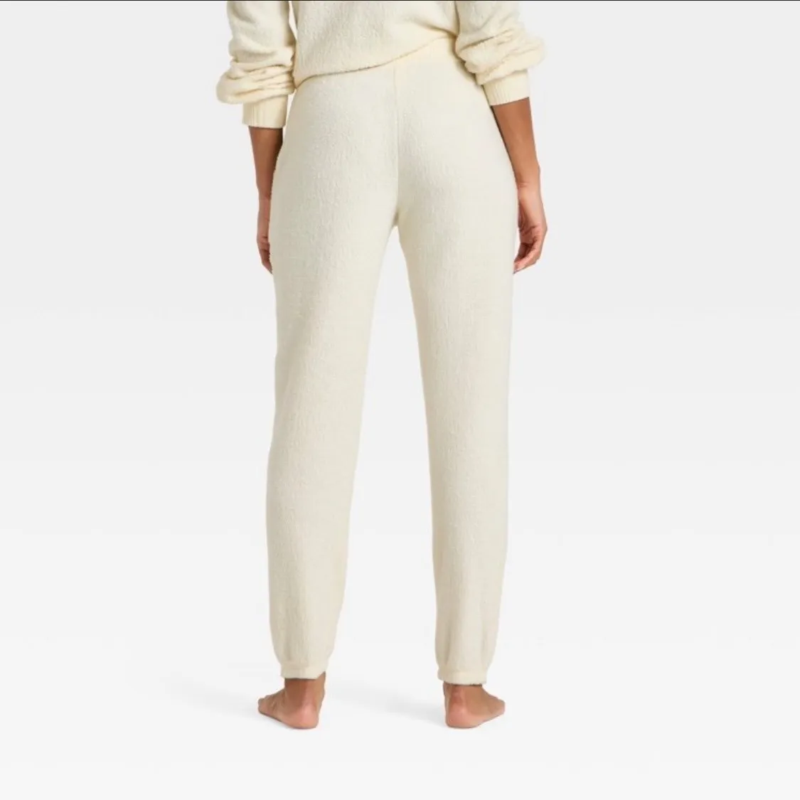 Auden Cream Fuzzy Lounge Set Sweatshirt Joggers Women Size L Cozy Loungewear Size L - Image 9