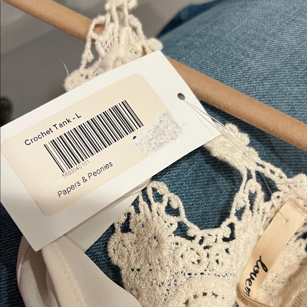 Lovemarks cream‎ crochet camisole tank medium - Image 6