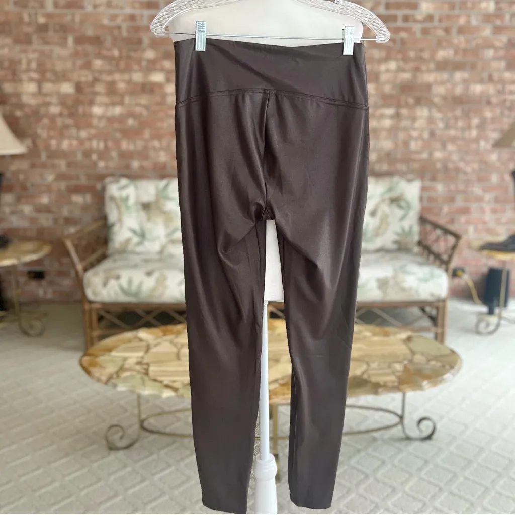 Time & Tru Legging Pants Faux Leather Brown M Skinny High Waist Size M - Image 7