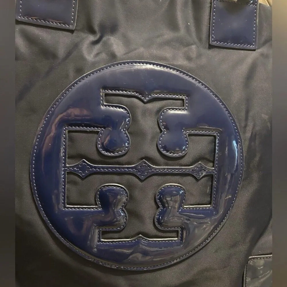 Tory Burch Large Navy Blue Ella Tote Bag nylon patent - Image 9
