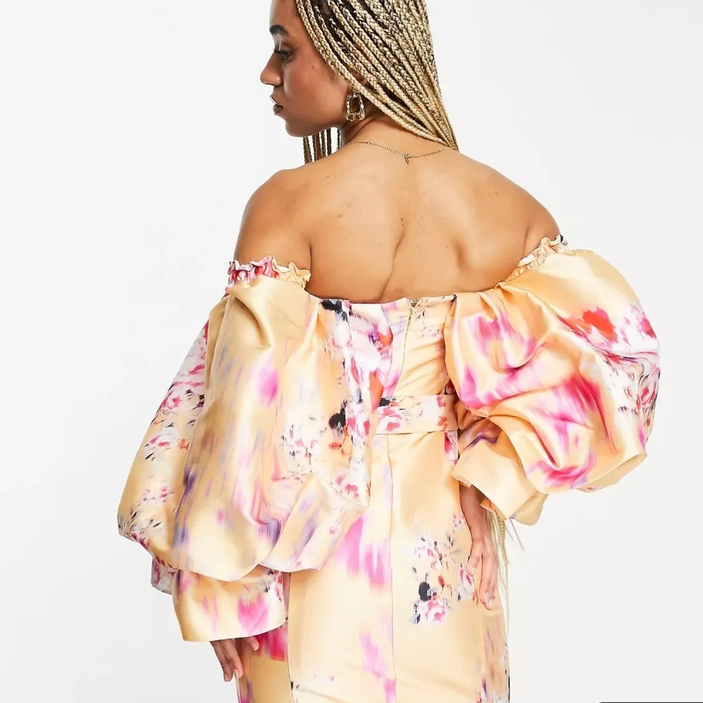 NWT ASOS LUXE floral jacquard puff sleeve cocktail dress - Image 4
