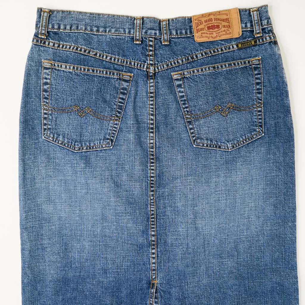 Vintage Y2K Lucky Brand Dungarees Denim Maxi Skirt - Image 7