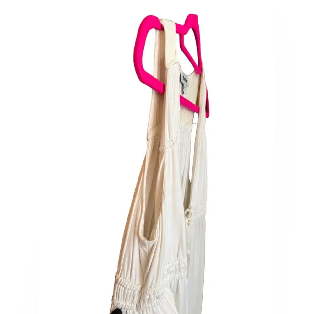 Bebe Cream Mixed Material Sleeveless Grecian Silk Blend Dress Womens size Small - Image 4